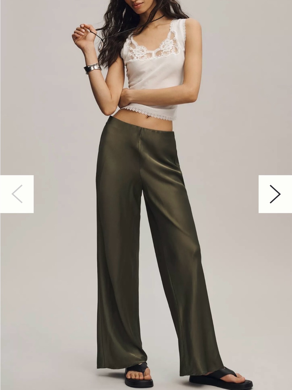 Anthropologie Tilda Pull-On Wide-Leg Silk Pants in Dark Green